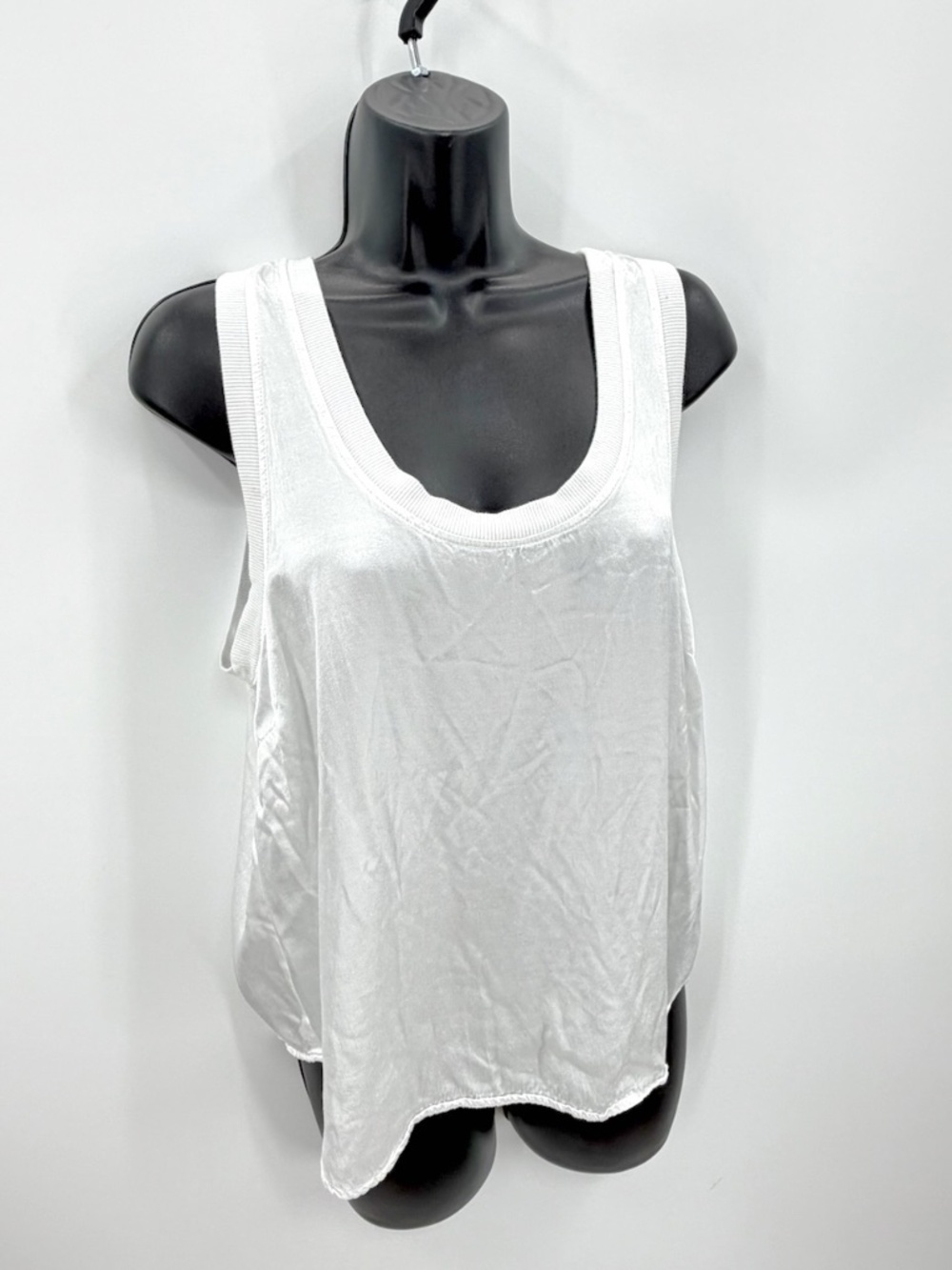 LAmade Bridget Silky Tank Top Womens Size M White Satin Scoop Neck Made in USA